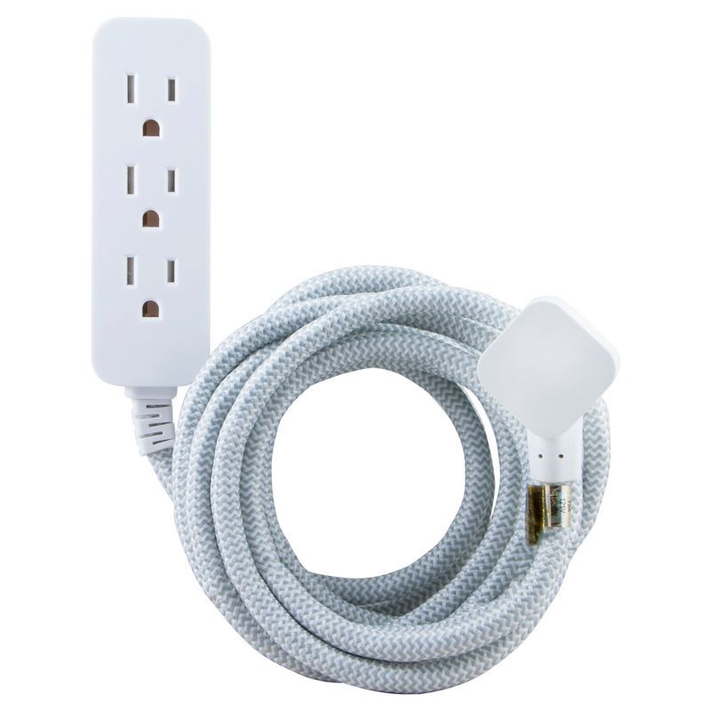 slide 1 of 5, Cordinate 10' Outlet Extension Cord Gray/White, 1 ct