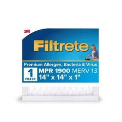 Filtrete 14x14x1 Premium Allergen Bacteria and Virus Air Filter 1900 MPR: MERV 13 Electrostatic for Home Furnaces