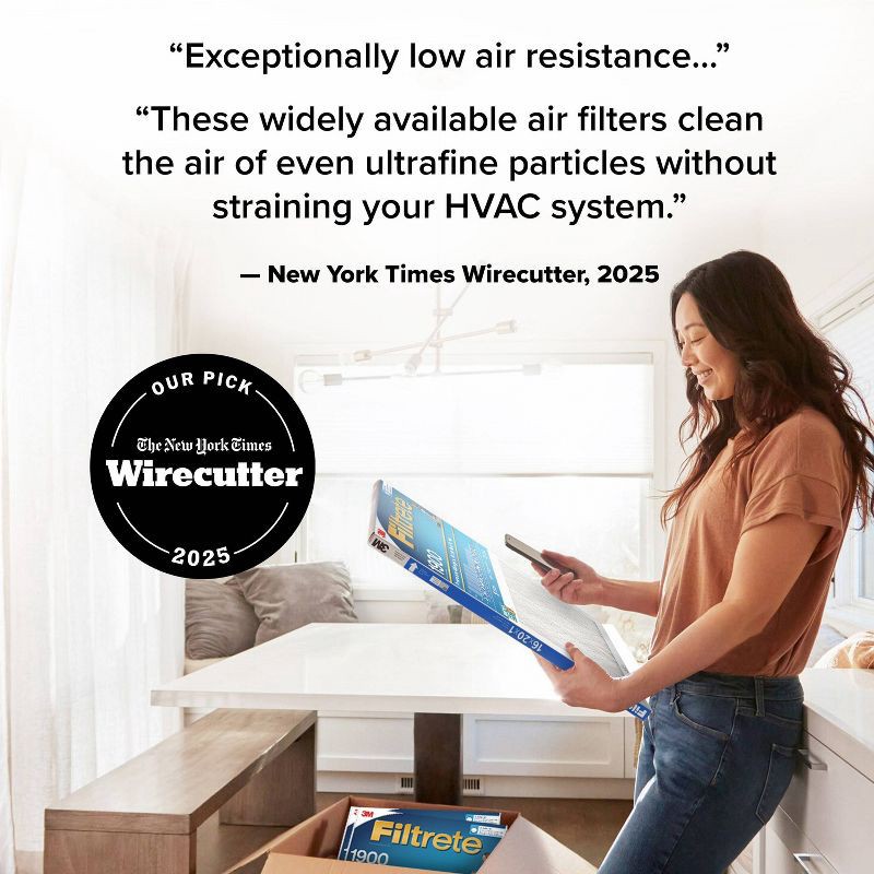 slide 2 of 12, Filtrete 12''x12''x1'' Premium Allergen Bacteria and Virus Air Filter 1900 MPR: MERV 13 Electrostatic for Home Furnaces, 1 ct
