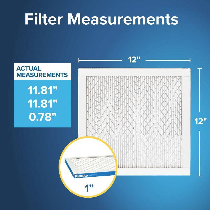 slide 3 of 12, Filtrete 12''x12''x1'' Premium Allergen Bacteria and Virus Air Filter 1900 MPR: MERV 13 Electrostatic for Home Furnaces, 1 ct