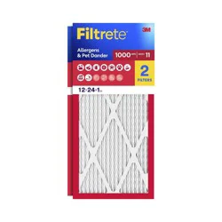 Filtrete 12x24x1 2pk Allergen Defense Air Filter 1000 MPR: MERV 11 Electrostatic Furnace Filter, Captures Dust & Pollen