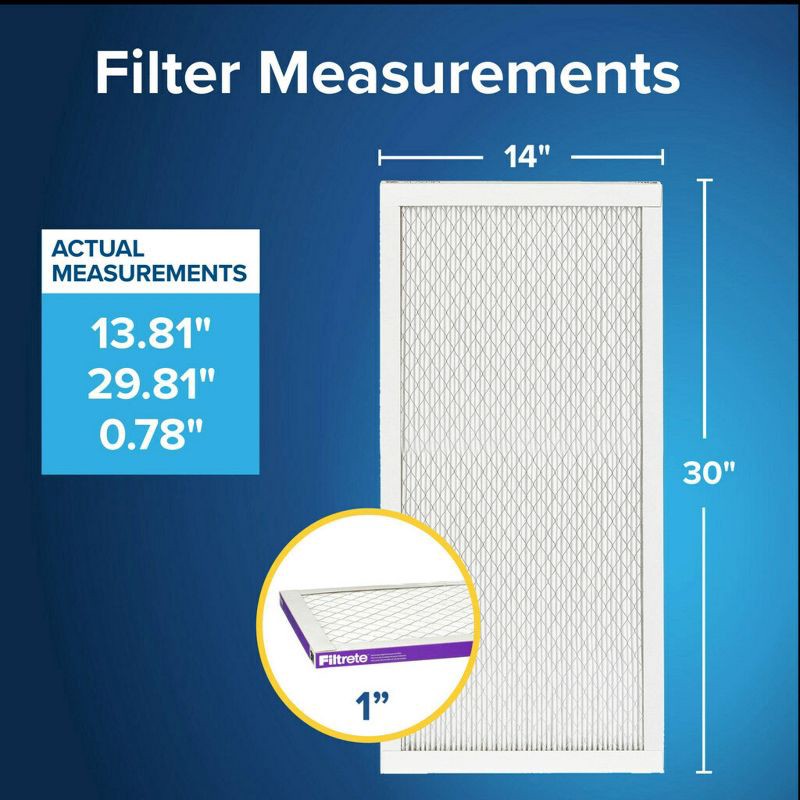 slide 12 of 13, Filtrete 14x30x1 Allergen Bacteria and Virus Air Filter 1500 MPR: MERV 12 Electrostatic for Home Furnaces, 1 ct