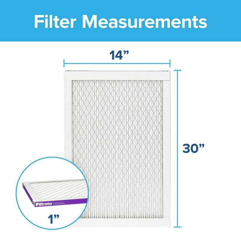 slide 13 of 13, Filtrete 14x30x1 Allergen Bacteria and Virus Air Filter 1500 MPR: MERV 12 Electrostatic for Home Furnaces, 1 ct