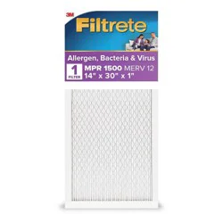 Filtrete 14x30x1 Allergen Bacteria and Virus Air Filter 1500 MPR: MERV 12 Electrostatic for Home Furnaces