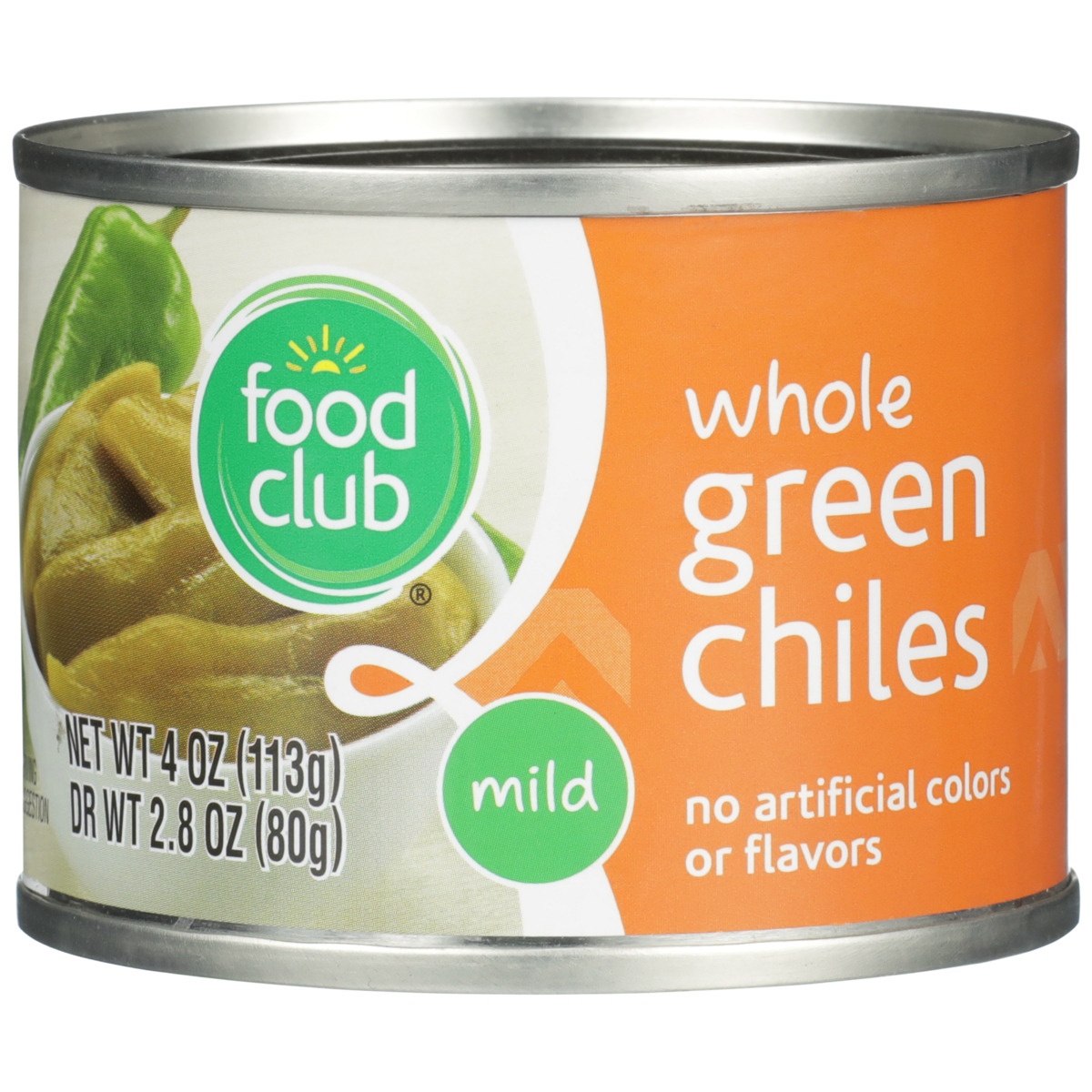 slide 9 of 10, Food Club Mild Whole Green Chiles, 4 oz