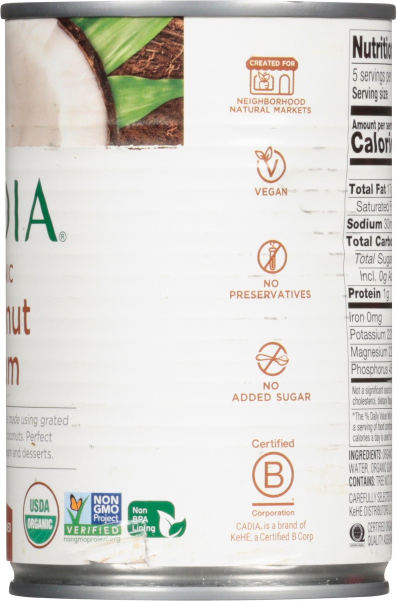 slide 10 of 13, Cadia Organic Unsweetened Coconut Cream 13.5 fl oz, 13.5 fl oz