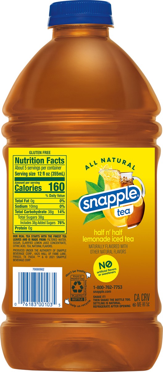 slide 6 of 7, Snapple Half n' Half Lemonade Ice Tea 64 fl oz, 64 oz