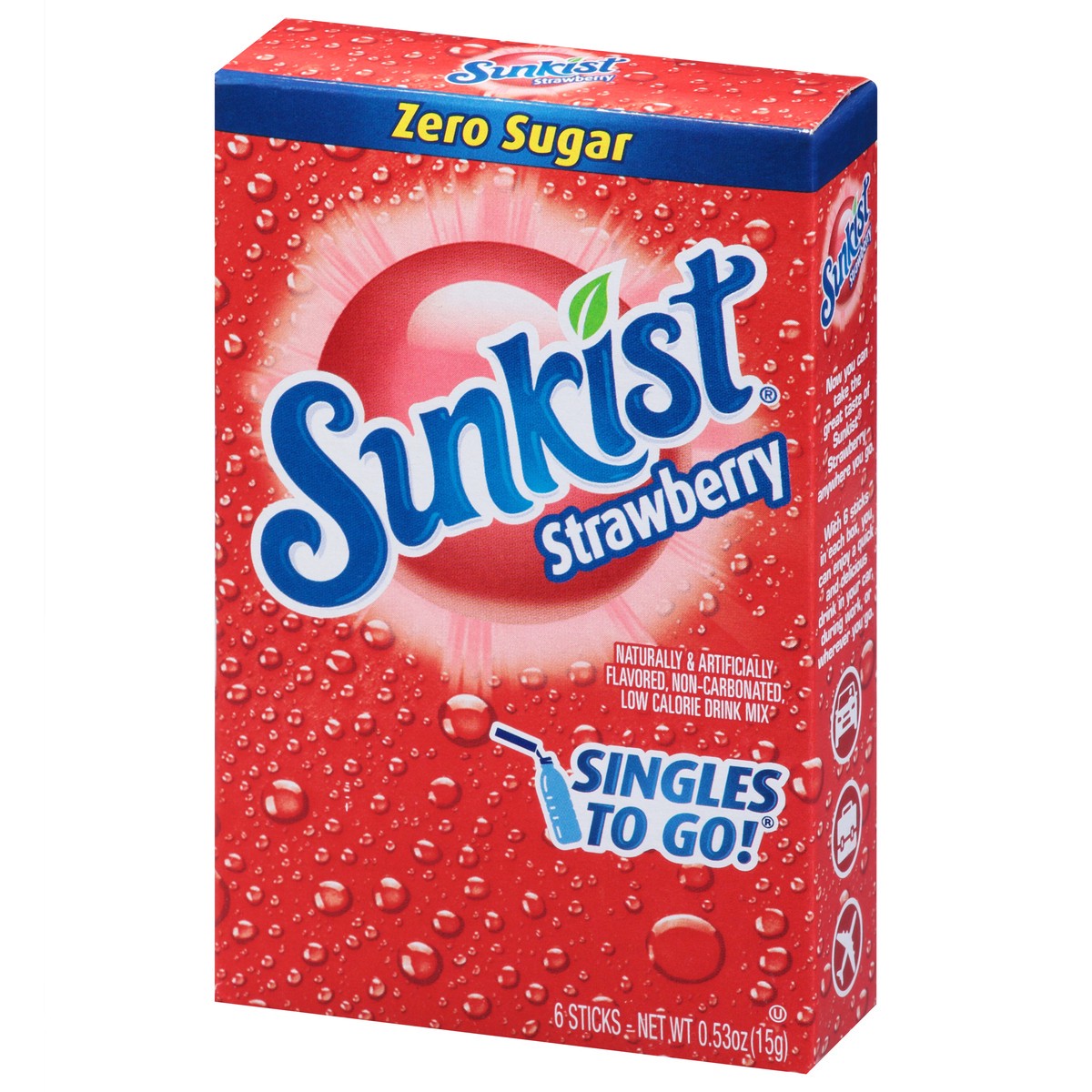 slide 7 of 9, Sunkist Singles to Go! Zero Sugar Strawberry Drink Mix 6 Sticks - 6 ct, 6 ct