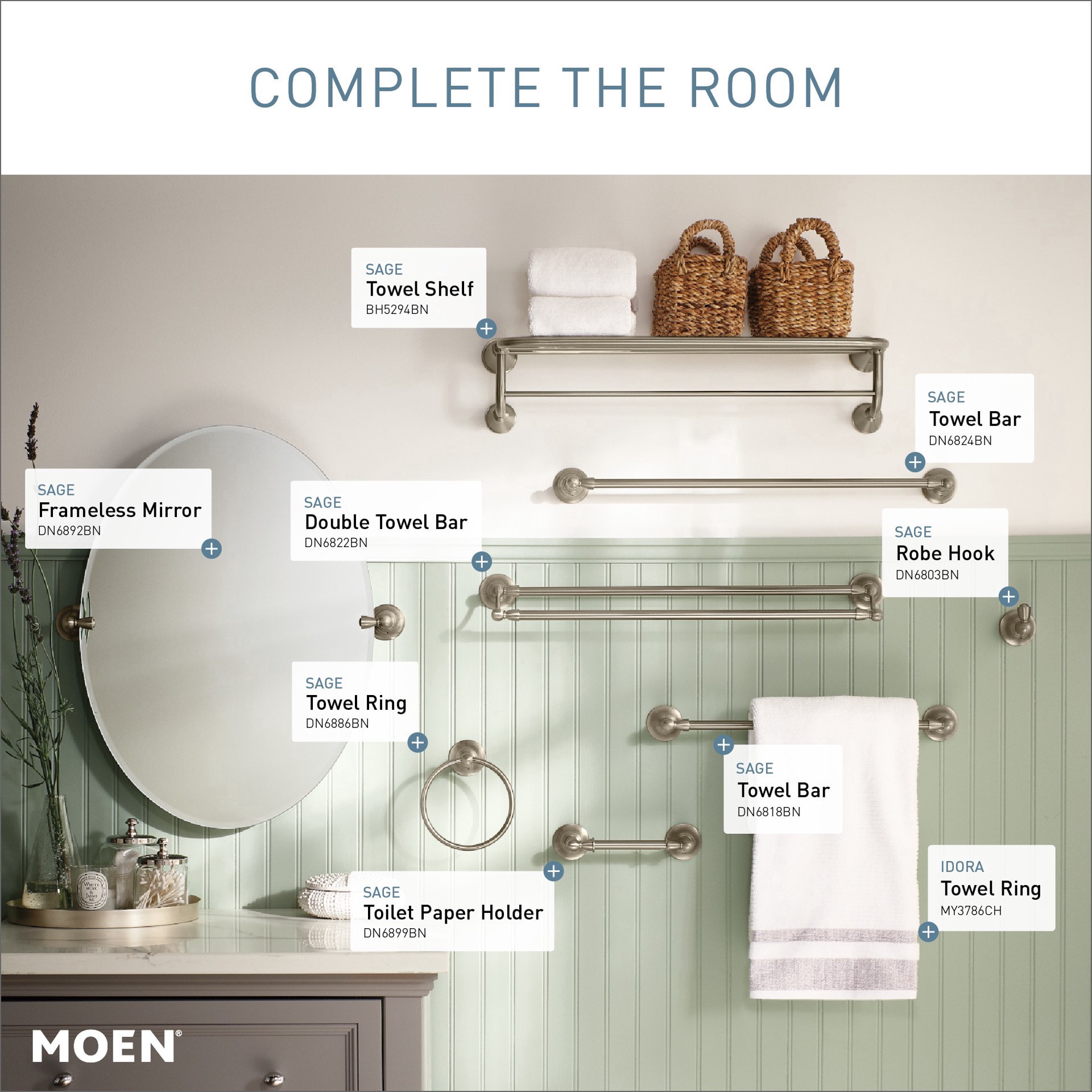 slide 4 of 5, Moen Inspirations Sage Collection Brushed Nickel Towel Bar, 18 in