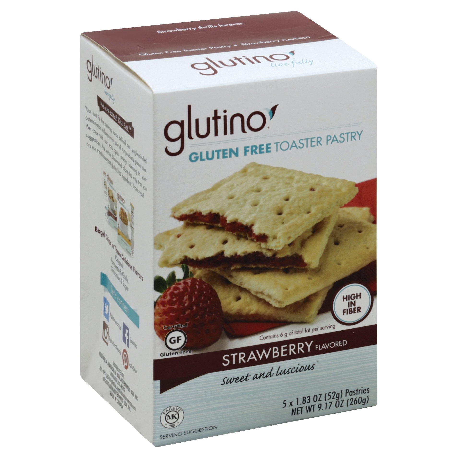 slide 1 of 5, Glutino Gluten Free Strawberry Flavored Toaster Pastry, 5 ct; 1.83 oz