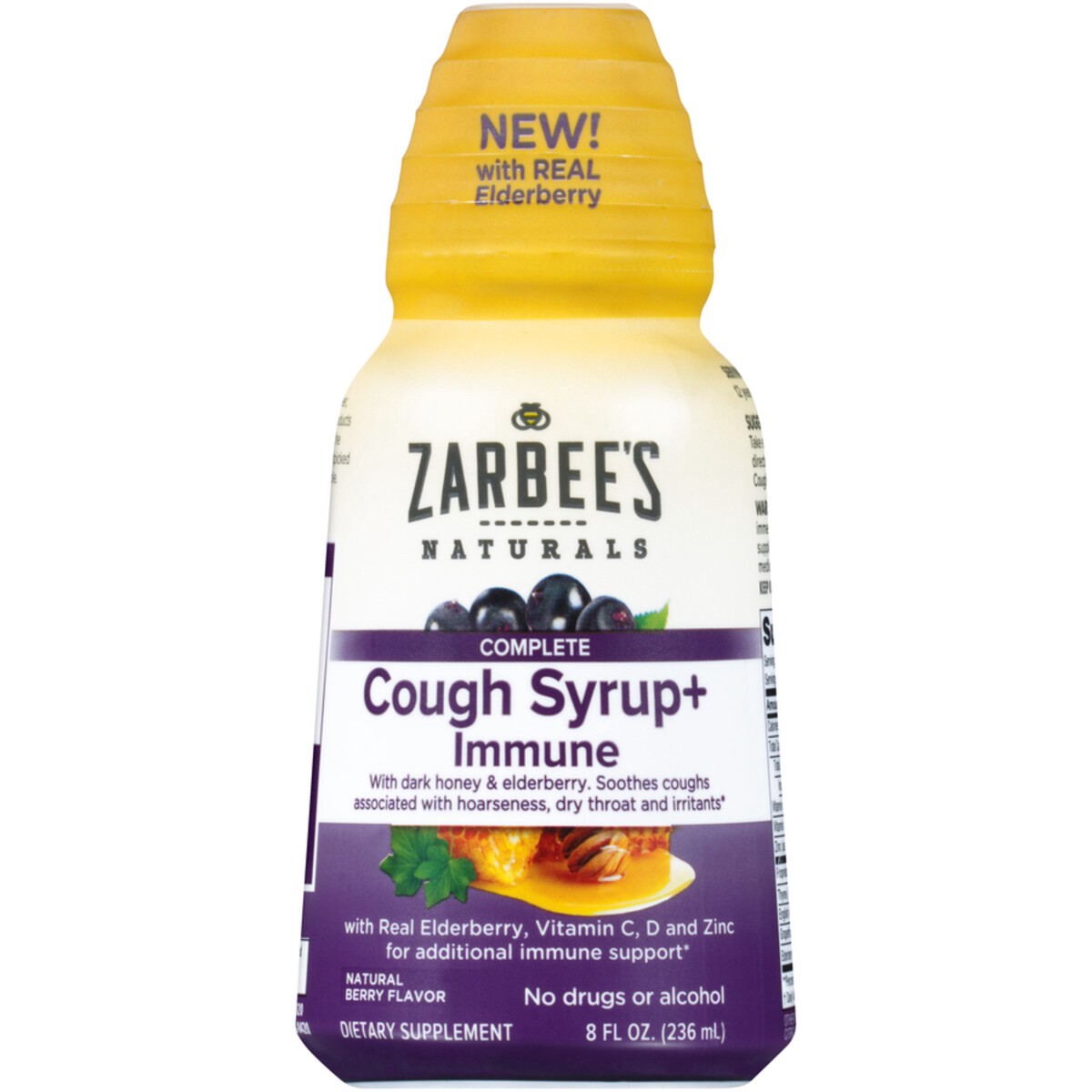 slide 3 of 5, Zarbee's Naturals Adult Cough Syrup + Immune with Honey, Elderberry, Natural Berry Flavor, 8 Fl. oz, 8 fl oz