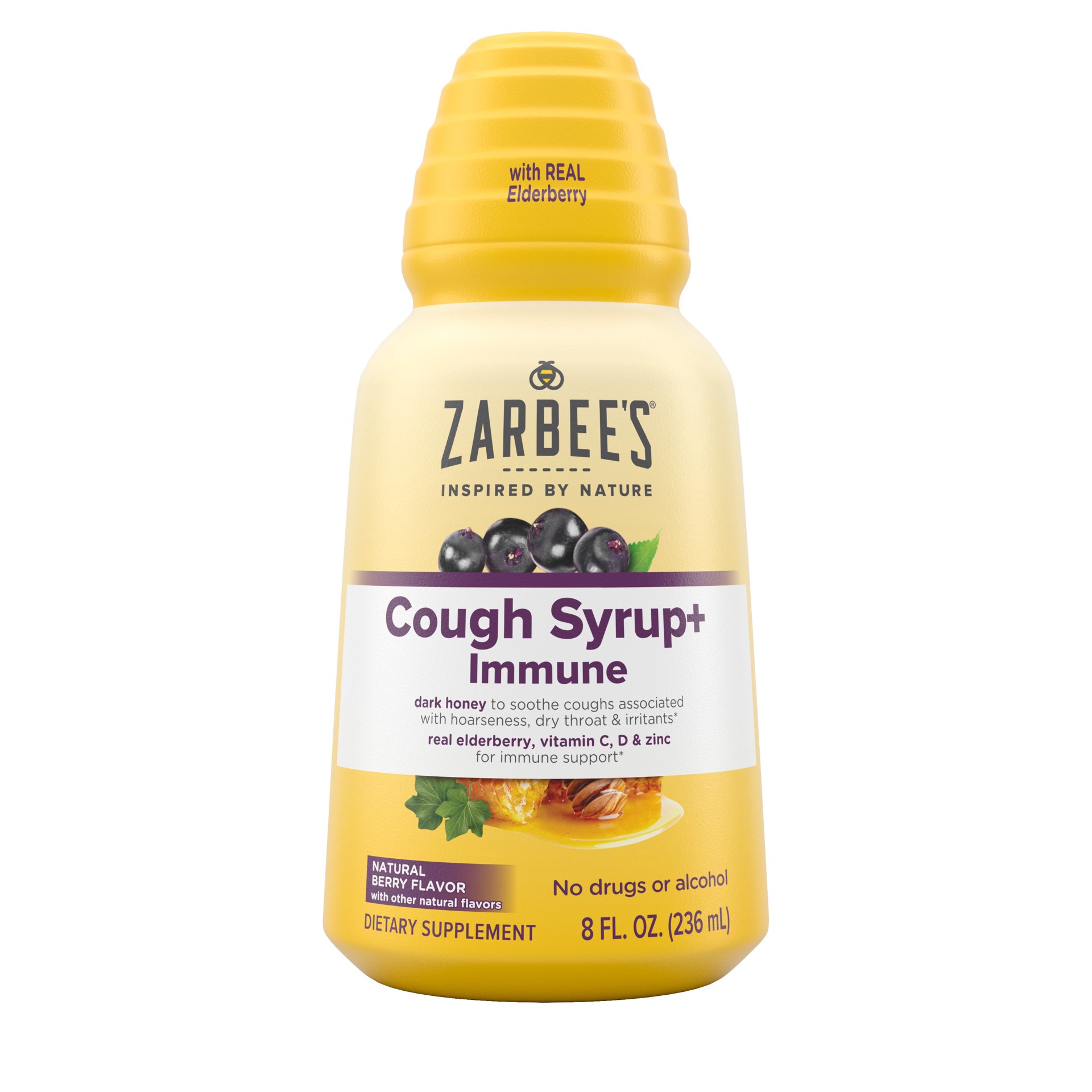 slide 1 of 5, Zarbee's Naturals Adult Cough Syrup + Immune with Honey, Elderberry, Natural Berry Flavor, 8 Fl. oz, 8 fl oz