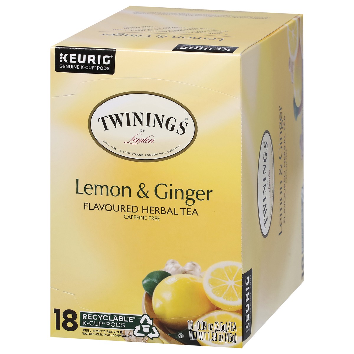 slide 9 of 9, Twinings Lemon & Ginger Herbal Tea K-Cup Pods - 18 ct, 18 ct