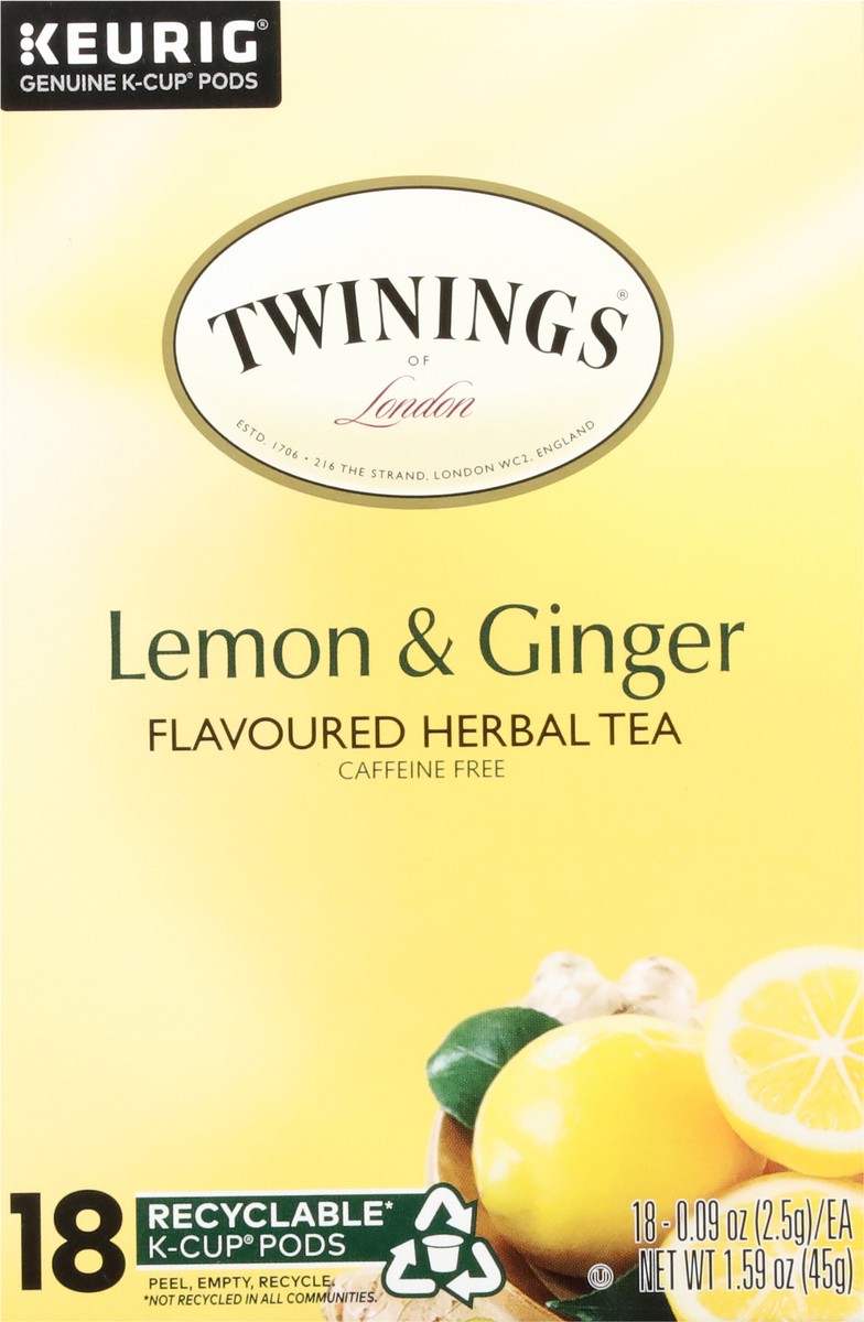 slide 8 of 9, Twinings Lemon & Ginger Herbal Tea K-Cup Pods - 18 ct, 18 ct