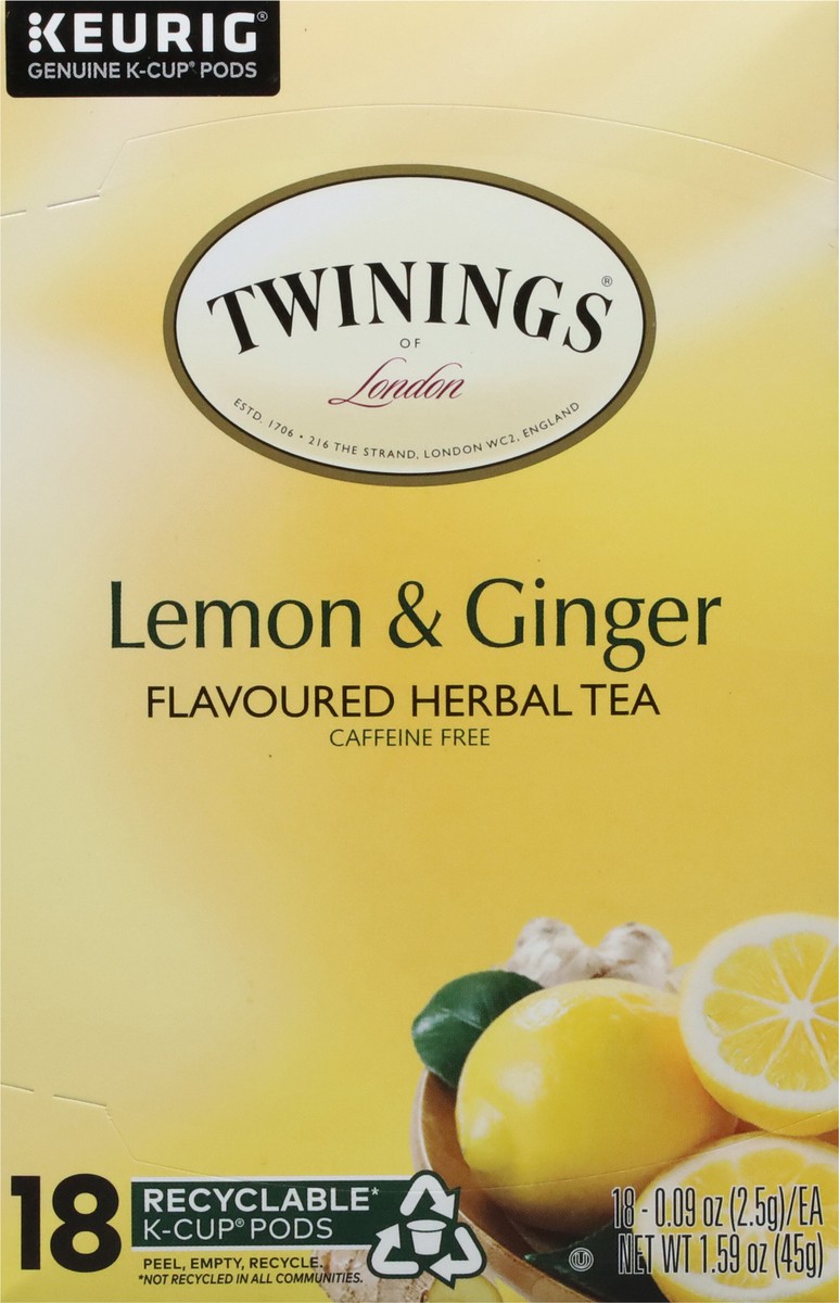 slide 2 of 9, Twinings Lemon & Ginger Herbal Tea K-Cup Pods - 18 ct, 18 ct