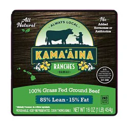 Kama'aina Ranches Ground Beef Brick 85/15 Grass Fed 16 Oz - 16 OZ