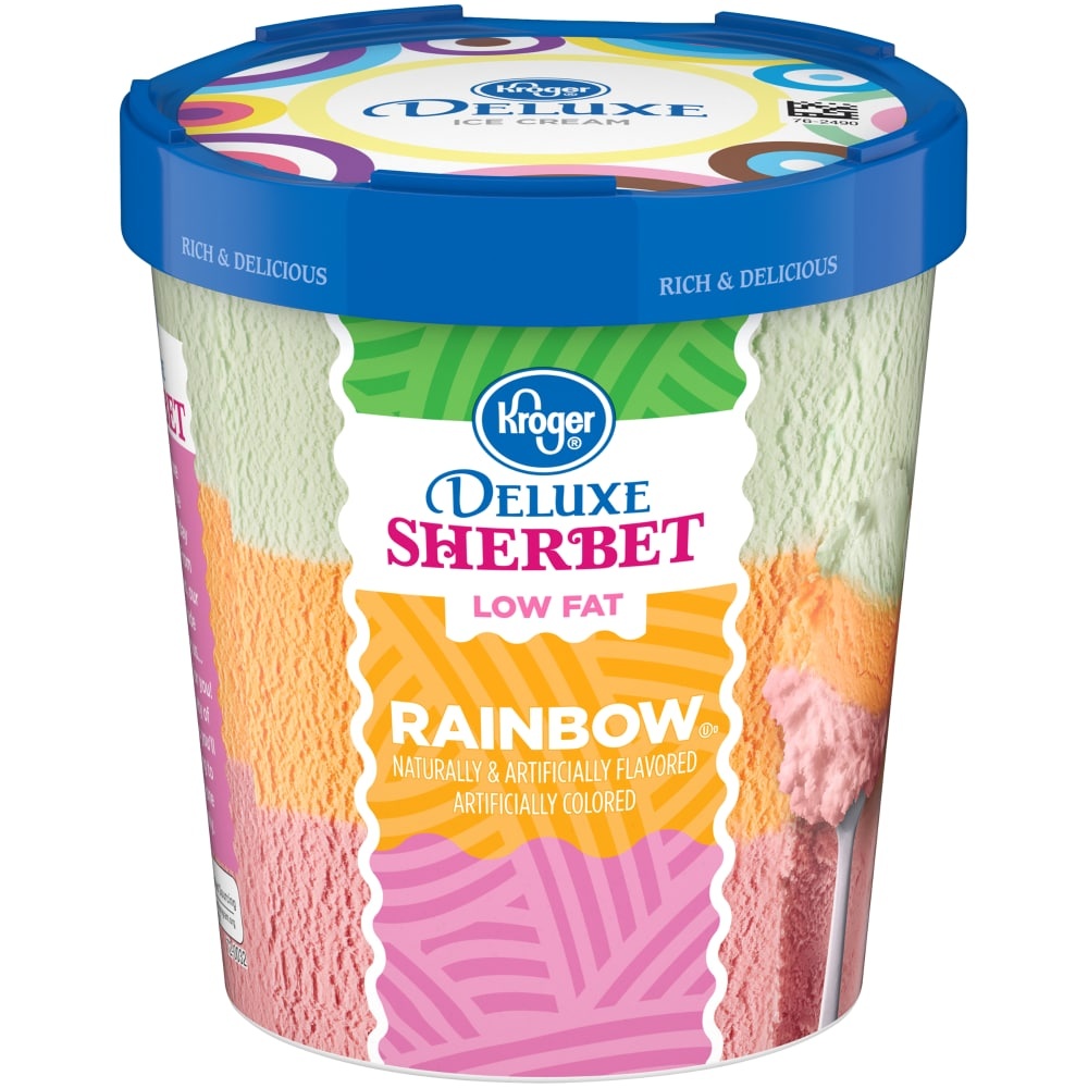 slide 1 of 1, Kroger Deluxe Rainbow Sherbet, 16 fl oz