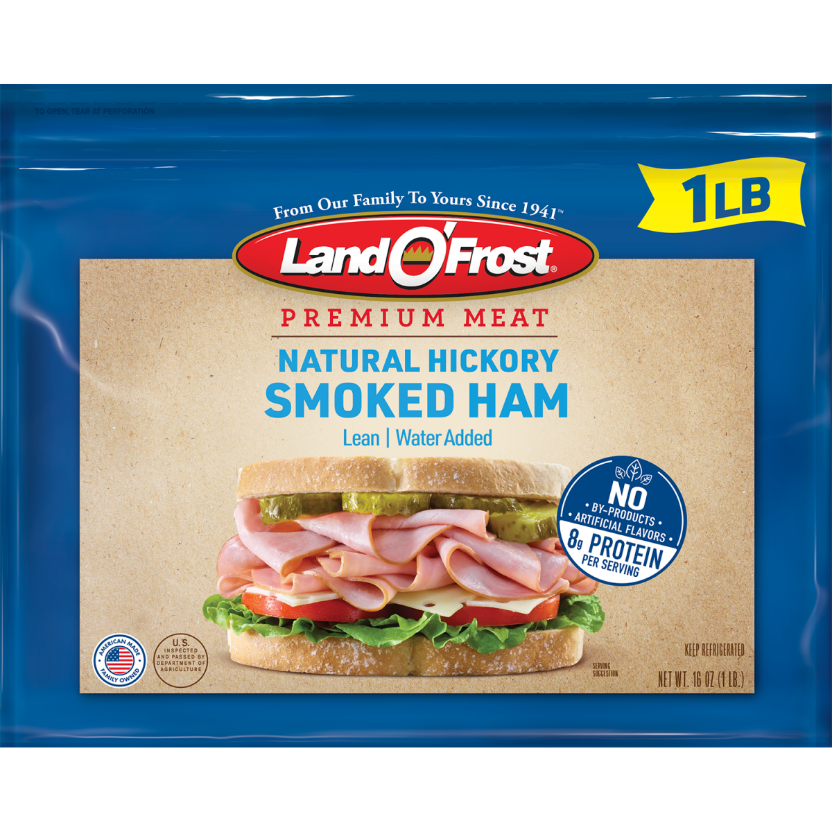 slide 1 of 1, LAND O FROST Land O'Frost Premium Lunch meat Sliced Smoked Ham - 16 oz, 16 oz