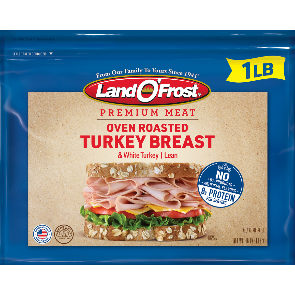 slide 1 of 1, LAND O FROST Land O'Frost Premium Lunch meat Sliced Oven Roasted Turkey - 16 oz, 16 oz