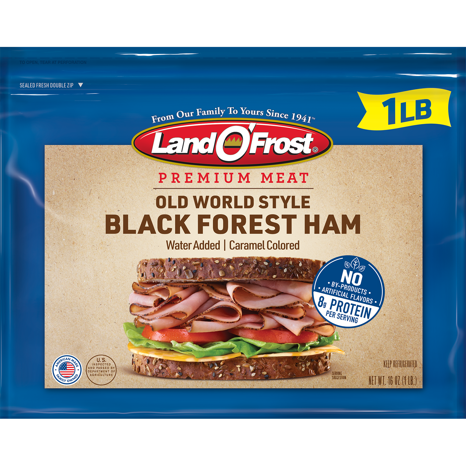 slide 1 of 1, Land O' Frost Premium Lunch Meat Black Forest Ham 1 lb, 16 oz
