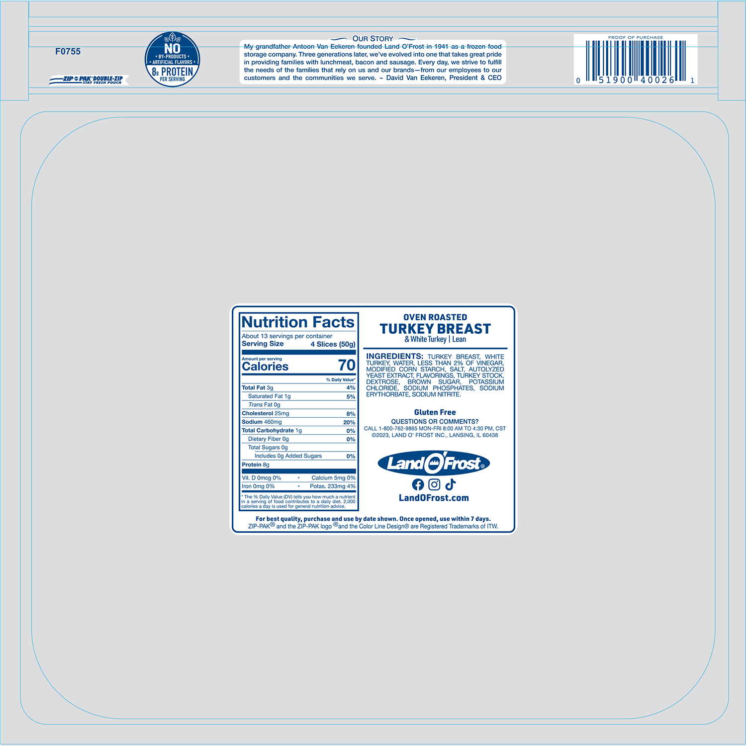 slide 2 of 2, Land O' Frost Premium Lunch Meat Mega Pack Oven Roasted Turkey Breast 22 oz, 22 oz