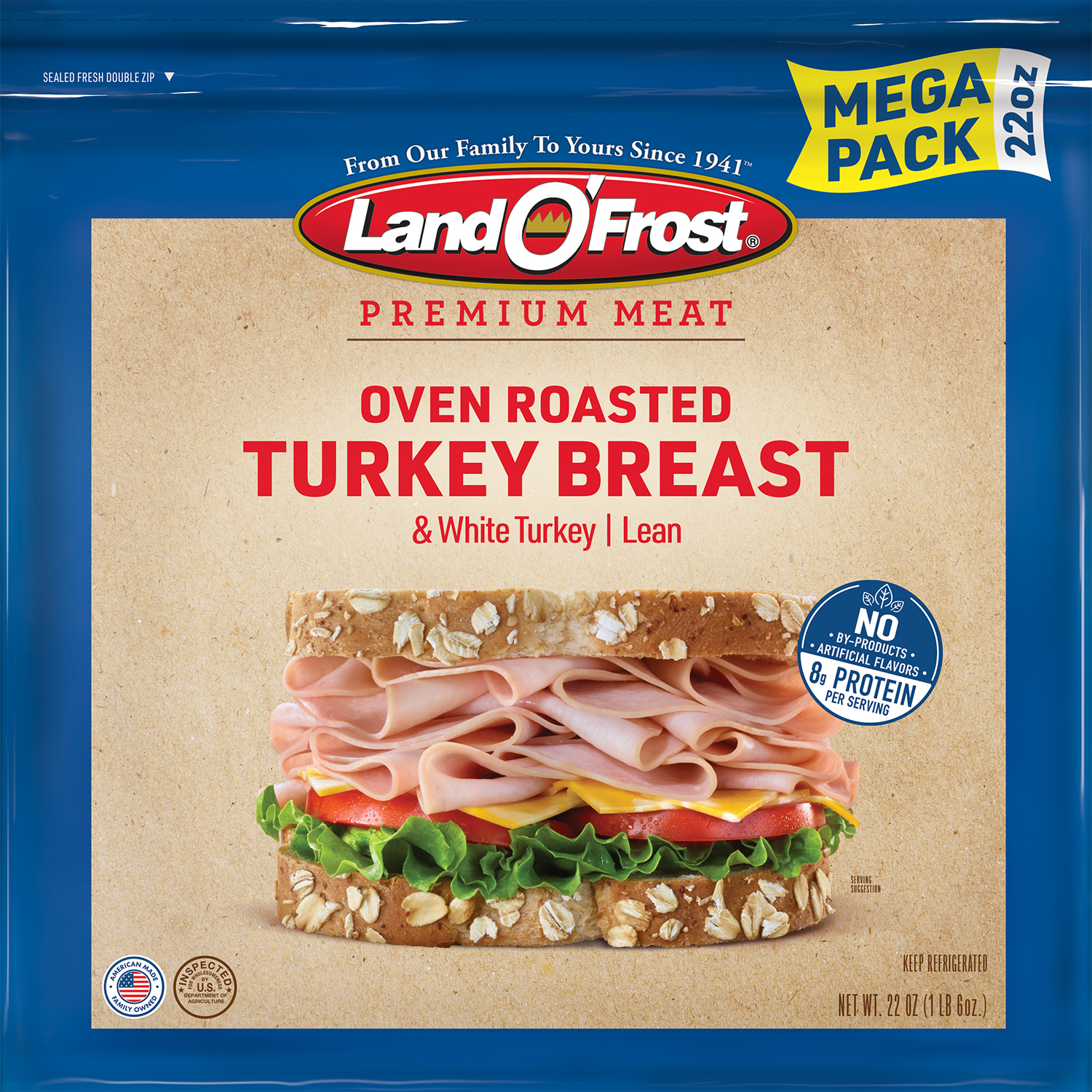 slide 1 of 2, Land O' Frost Premium Lunch Meat Mega Pack Oven Roasted Turkey Breast 22 oz, 22 oz