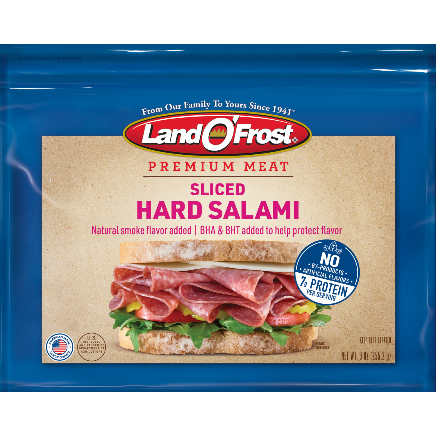 slide 1 of 1, Land O' Frost Premium Lunch Meat Hard Salami 9 oz, 9 oz