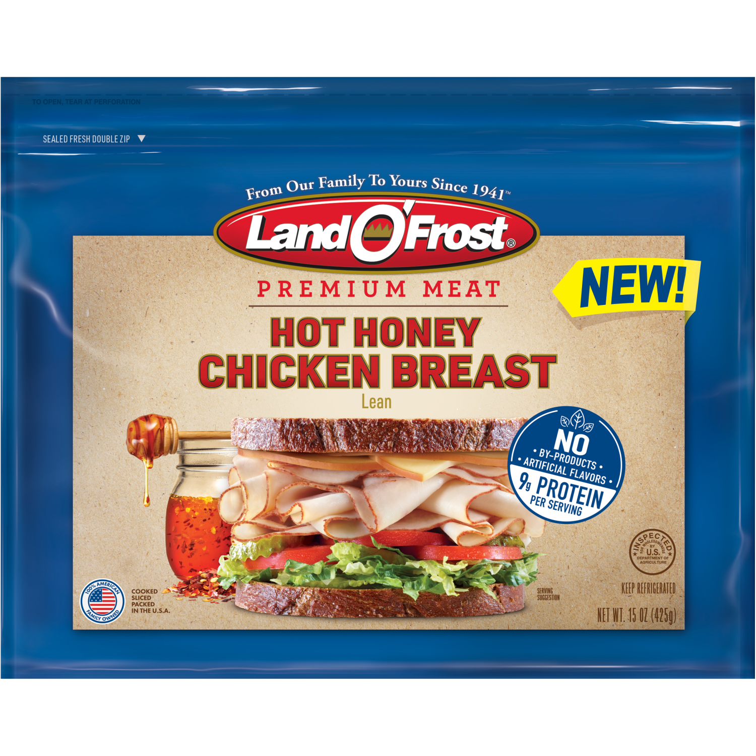 slide 1 of 1, Land O Frost Hot Honey Chicken Breast, 15 oz