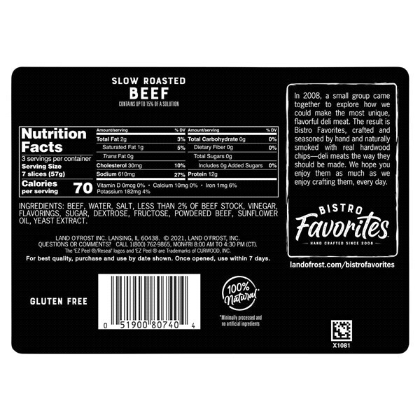 slide 4 of 5, Land O' Frost Bistro Favorites Slow Roasted Beef 6 oz, 6 oz
