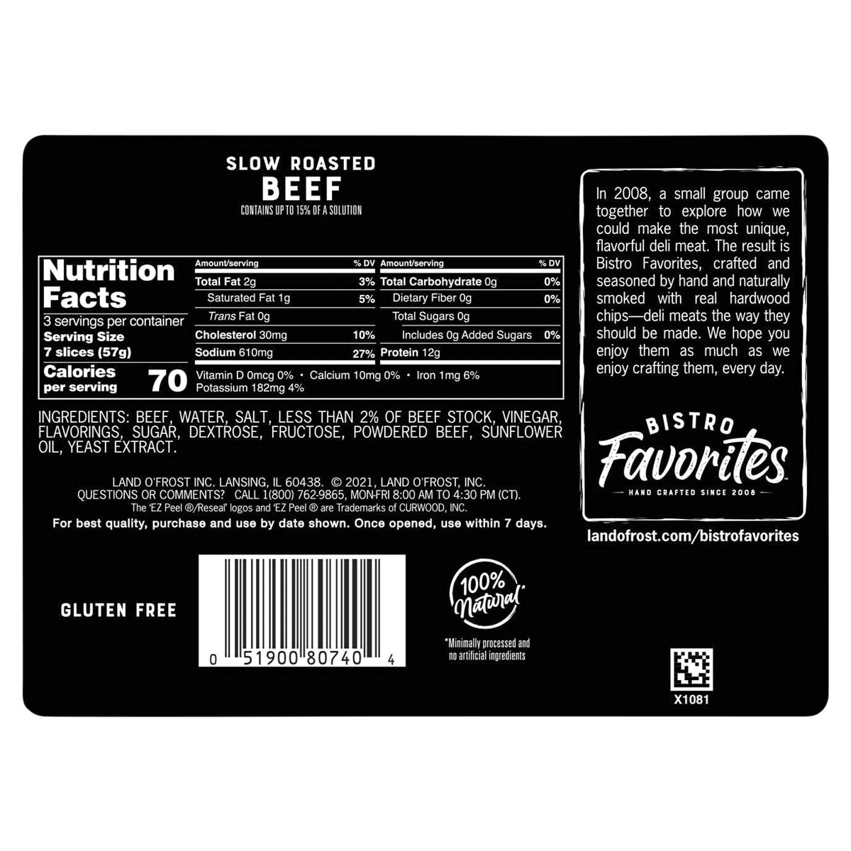 slide 5 of 5, Land O' Frost Bistro Favorites Slow Roasted Beef 6 oz, 6 oz