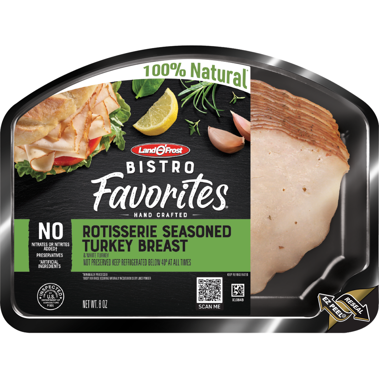 slide 1 of 5, Land O' Frost Bistro Favorites Lunch Meat Rotisserie Seasoned Turkey Breast 8 oz, 8 oz