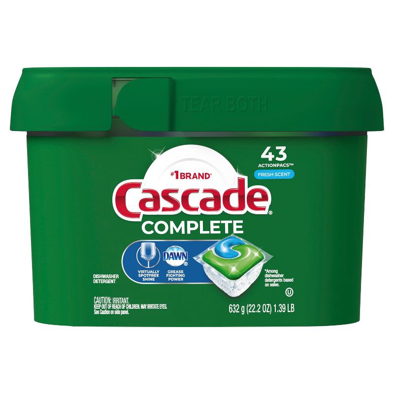 slide 1 of 1, Cascade Fresh Scent Complete ActionPacs Dishwasher Detergents - 43ct, 43 ct