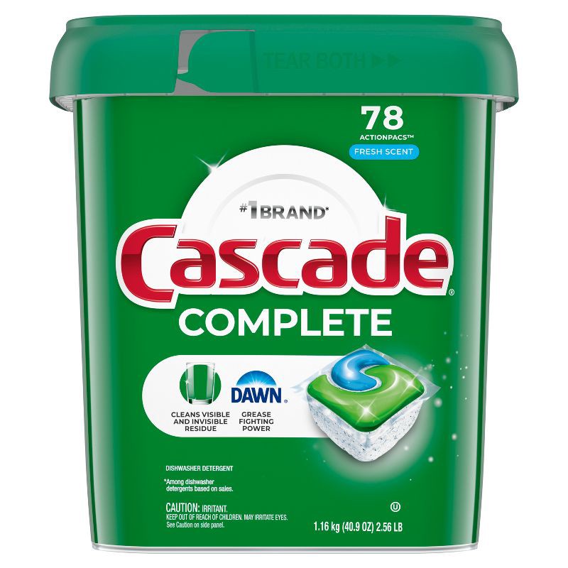 slide 12 of 12, Cascade Fresh Scent Complete ActionPacs Dishwasher Detergents - 78ct, 78 ct