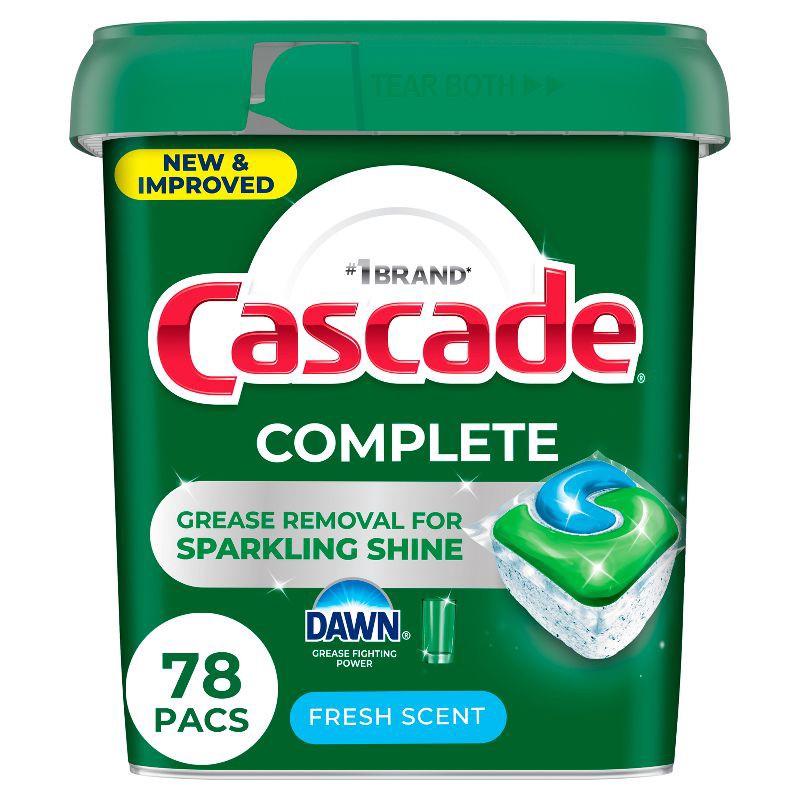 slide 1 of 10, Cascade Fresh Scent Complete Pods Dishwasher Detergents - 78ct, 78 ct