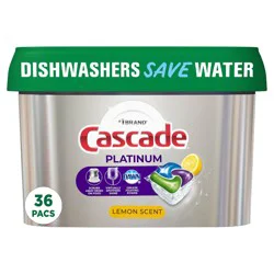 Cascade Lemon Scent Platinum ActionPacs Dishwasher Detergents - 36ct