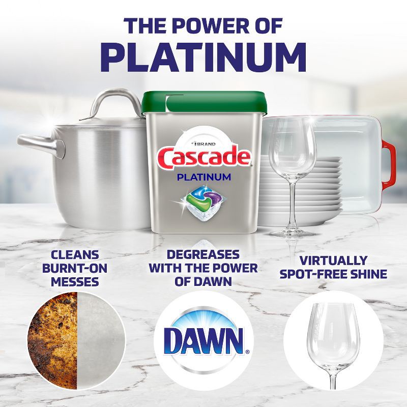 slide 5 of 15, Cascade Platinum ActionPacs Dishwasher Detergents - Fresh Scent - 62ct, 62 ct