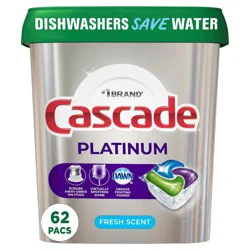 Cascade Platinum ActionPacs Dishwasher Detergents - Fresh Scent - 62ct