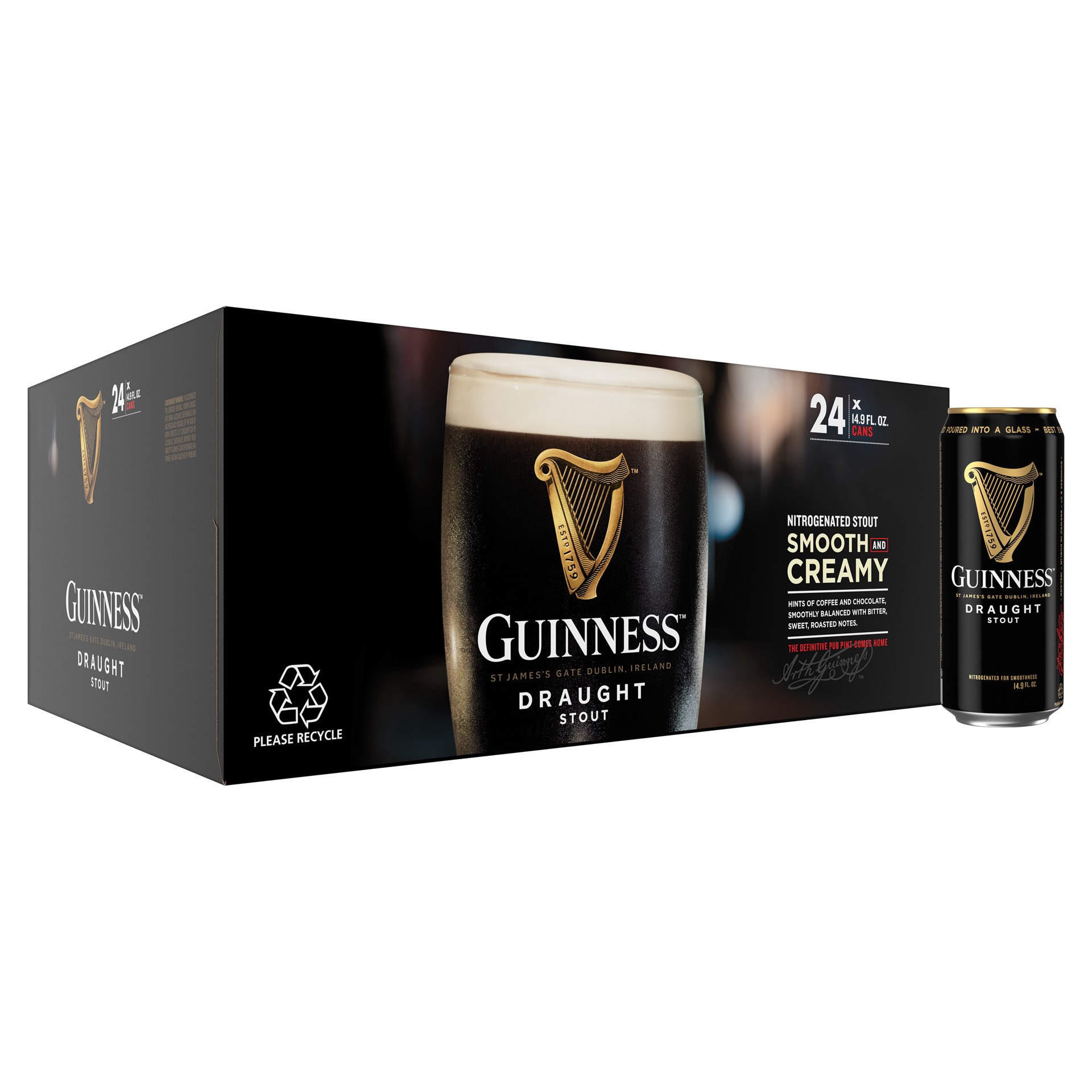 slide 6 of 10, Guinness Draught Beer, 14.9oz, 24 Pack Cans, 14.90 fl oz