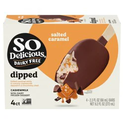 So Delicious Dipped Salted Caramel Cashew Milk Non-Dairy Dessert Bar - 4ct/9.2 fl oz