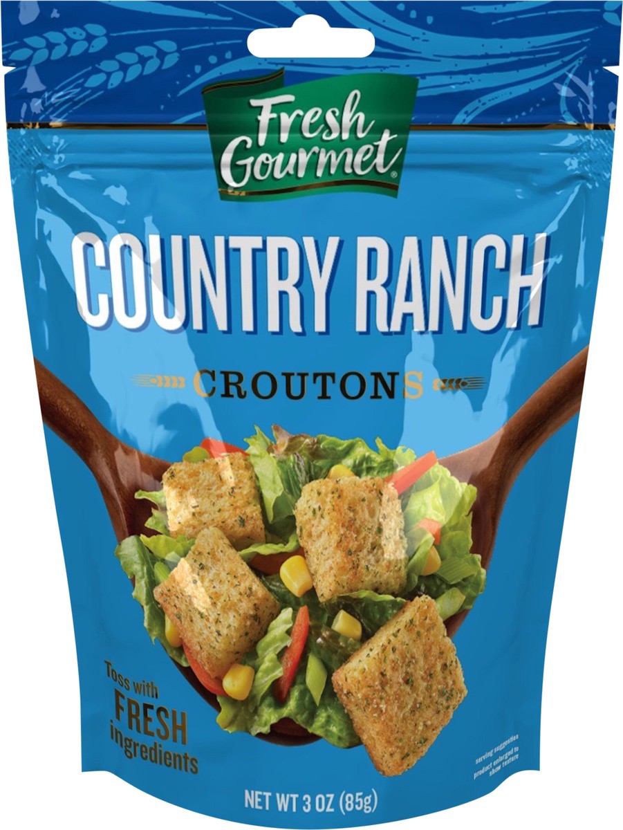 slide 2 of 3, Fresh Gourmet 3 Oz Homestyle Country Ranch Croutons, Bag, 3 oz