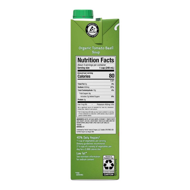 slide 12 of 12, Pacific Foods Plant Based Organic Gluten Free Vegan Tomato Basil Soup - 32 fl oz, 32 fl oz