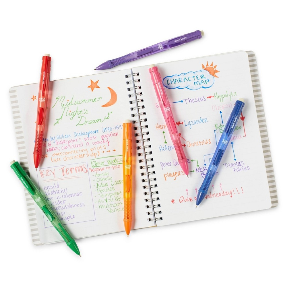 slide 3 of 10, Paper Mate Colored Lead & Eraser Refills,.7mm - Pink/Orange/Purple, 3 ct