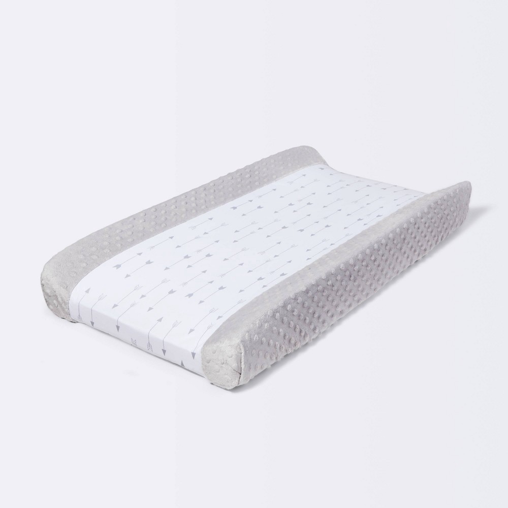 slide 3 of 4, Wipeable Changing Pad Cover with Plush Sides Arrows - Cloud Island Gray, 1 ct