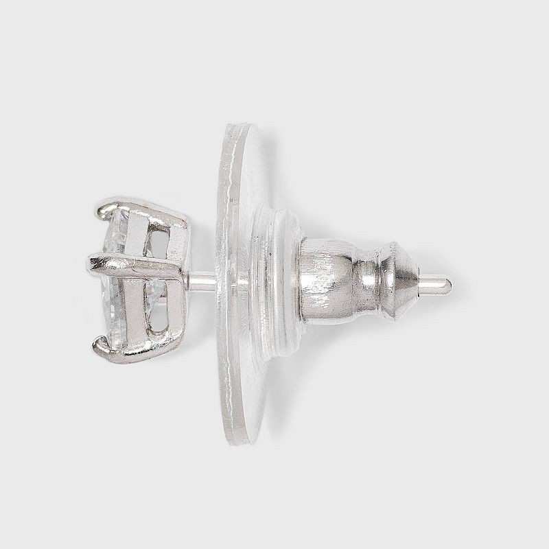 slide 2 of 2, Cubic Zirconia and Sterling Silver Round and Square Stud Earring Set 3pc - A New Day™ Silver/Clear, 3 ct