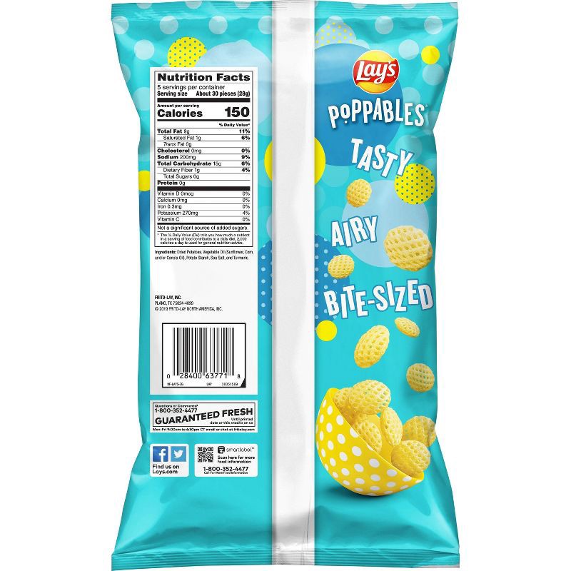 slide 2 of 3, Lay's Poppables Sea Salt Potato Snacks - 5oz, 5 oz