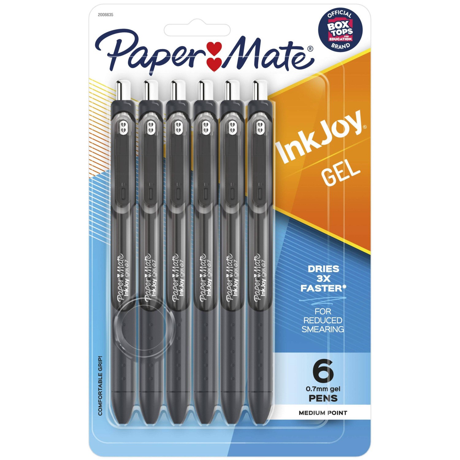 slide 1 of 5, Paper Mate Ink Joy 6pk Gel Pens 0.7mm Medium Tip Black, 6 ct