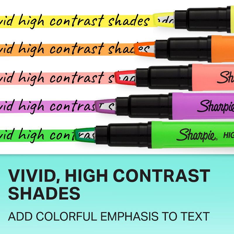 slide 5 of 5, Sharpie Clear View 6pk Highlighters Chisel Tip Multicolored: Fine Point Markers for School & Office Supplies, 6 ct