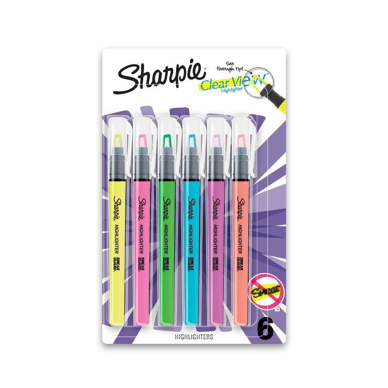 slide 1 of 5, Sharpie Clear View 6pk Highlighters Chisel Tip Multicolored, 6 ct