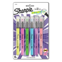 Sharpie Clear View 6pk Highlighters Chisel Tip Multicolored: Fine Point Markers for School & Office Supplies