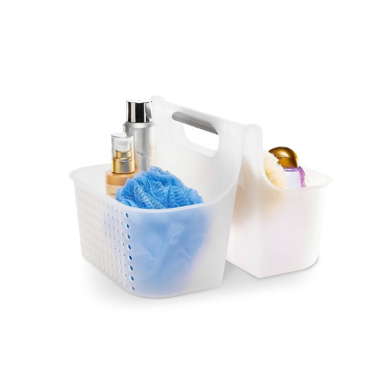 slide 2 of 4, Large Soft-Grip Tote Caddy Frost/Gray – Madesmart: Plastic Bathroom Organizer, Portable Storage for Dorm, 1 ct